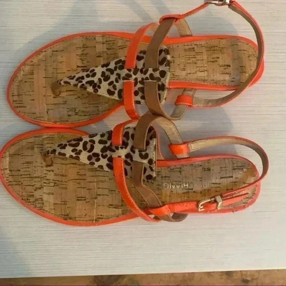 Arturo Chiang Orange and Leopard Sandals - Picture 9 of 12
